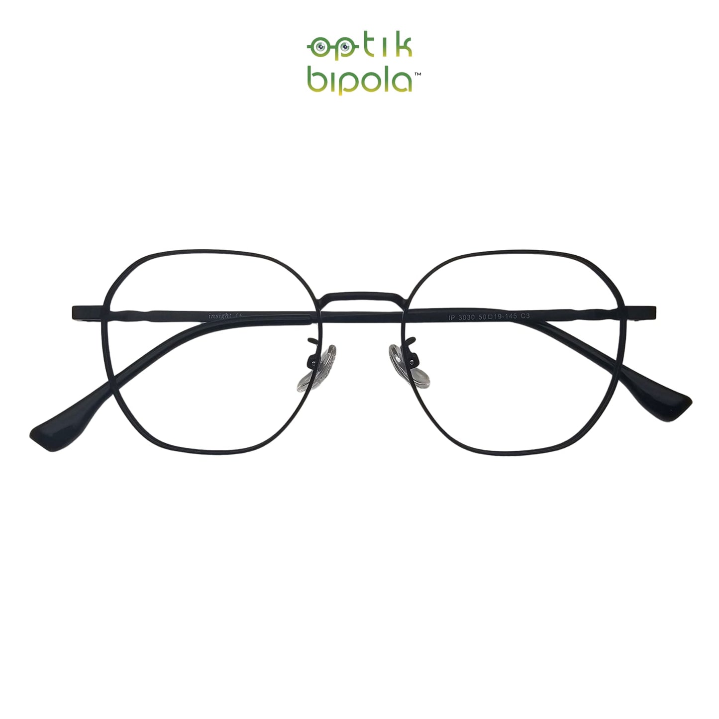 Frame Kacamata Insight 3030 Unisex Pria Wanita Black