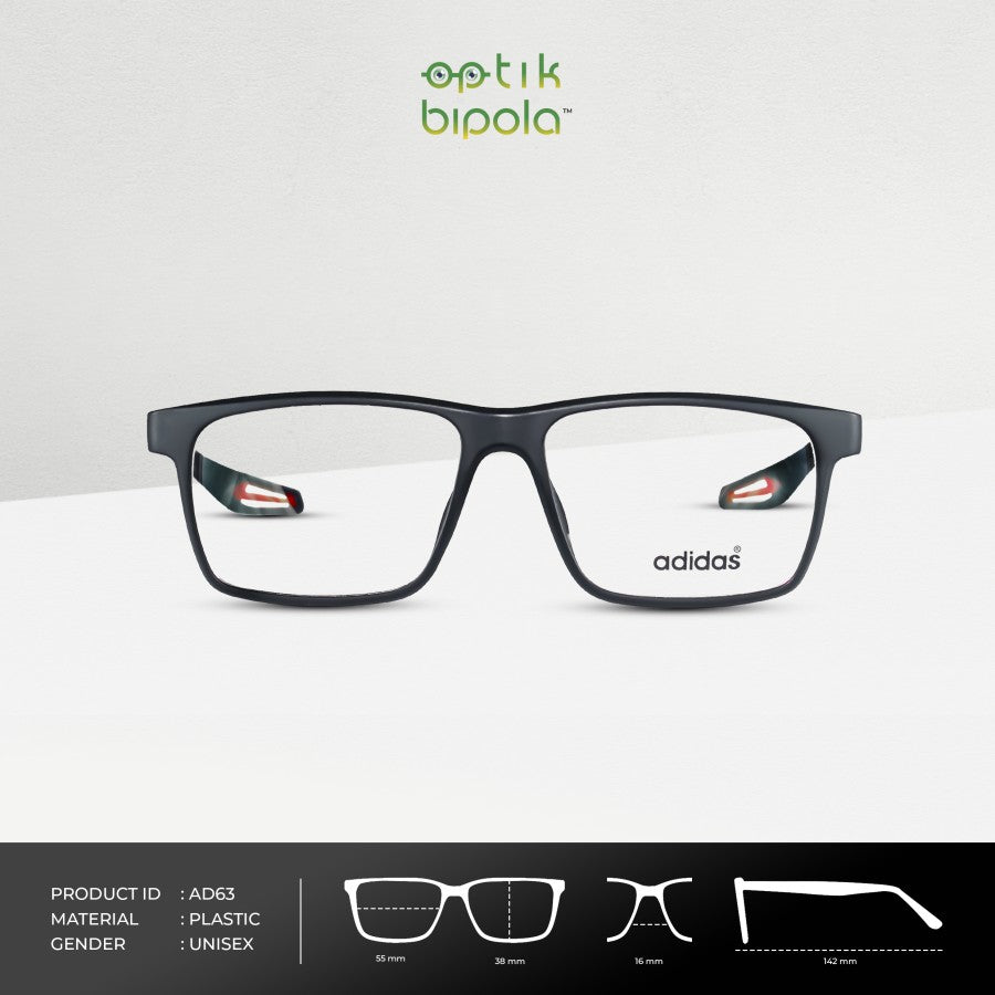 Frame Kacamata Sport Adidas 63 Unisex Pria Wanita Black/Red