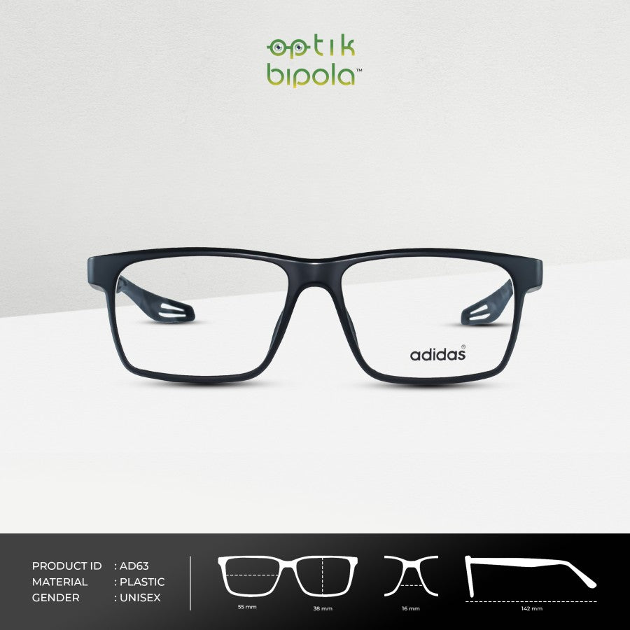 Frame Kacamata Sport Adidas 63 Unisex Pria Wanita Black