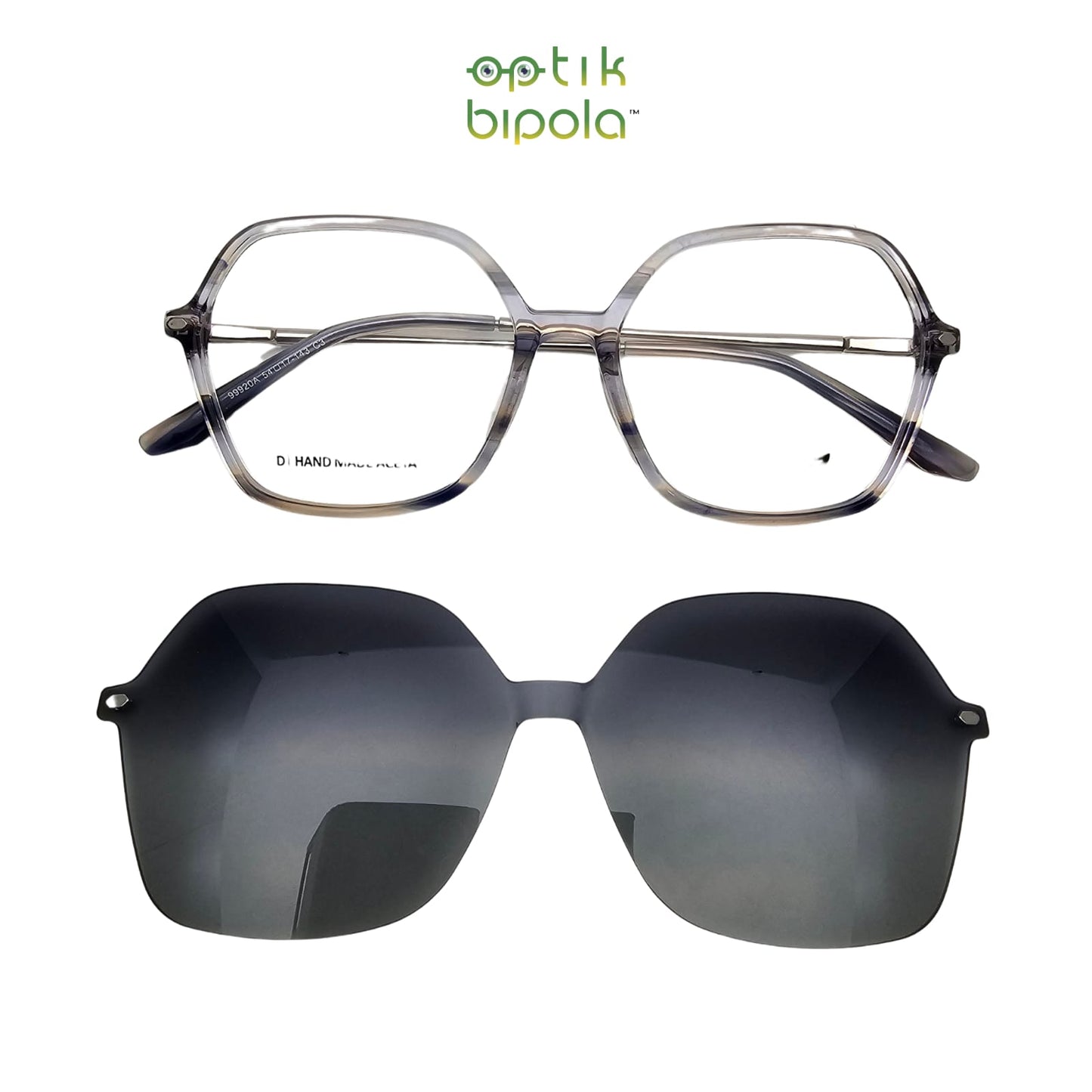 Frame Kacamata Clip On D&G 99920A Demi Grey Polarized Lens Gradient Grey