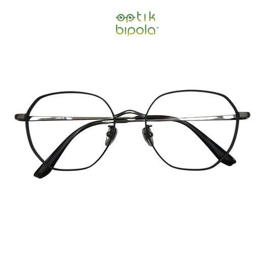 Frame Kacamata Diamond Hexagonal : Autograph 8859 C.3 Shiny Grey/Green Titanium Unisex Pria Wanita
