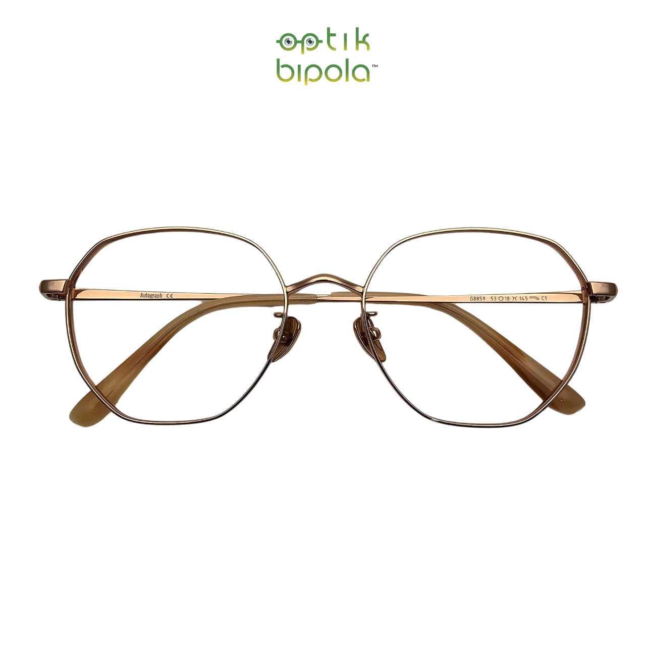 Frame Kacamata Diamond Hexagonal : Autograph 8859 C.1 Rose Gold Titanium Wanita