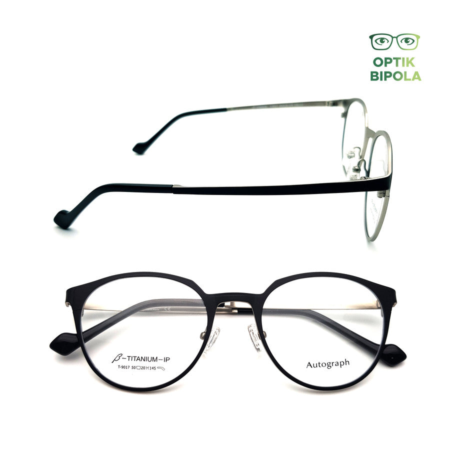 Frame Kacamata Autograph 9017 Titanium Unisex Pria Wanita Black/Gold