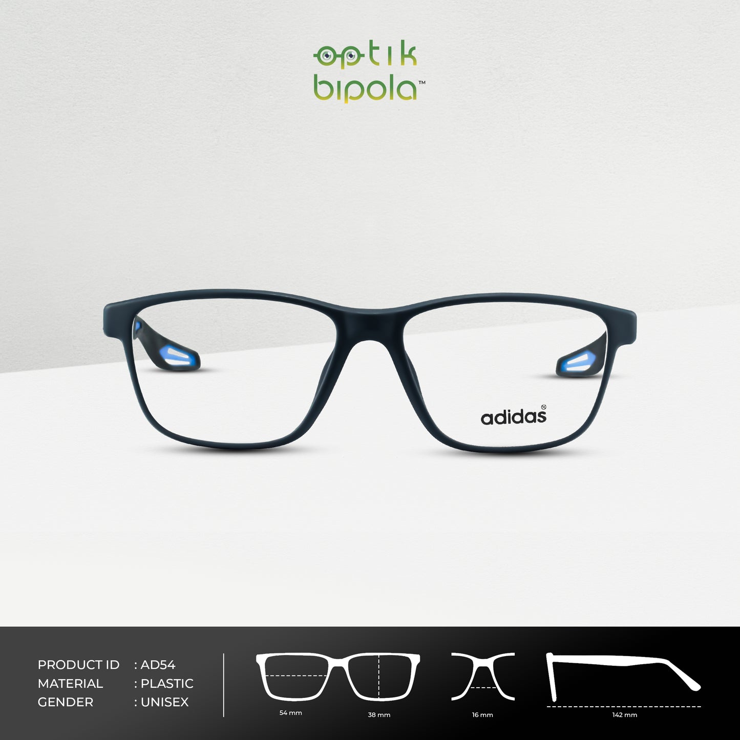 Frame Kacamata Sport Adidas 54 Unisex Pria / Wanita Blue