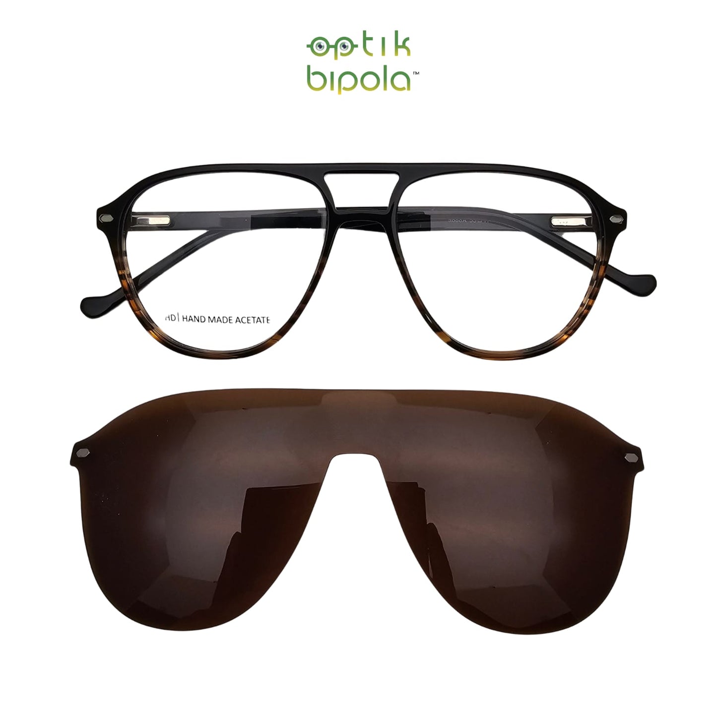 Frame Kacamata Clip On 9888A Polarized Lens Full Brown